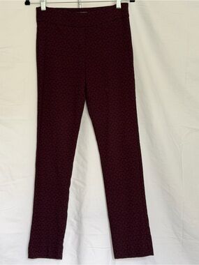 Erica Taylor Women's Burgundy Patterned Skinny Ponte Pants